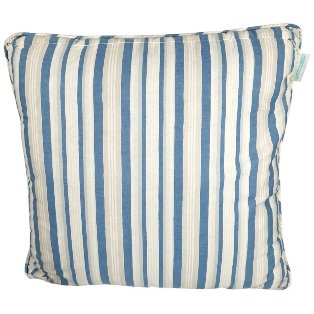 Waverly Hazel Old Glory Blue Cream Striped Floral 5 Piece Throw Pillow Shams Set